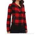 winter hotsale warmth red plaid plyester women jackets